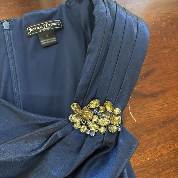 Jessica Howard Retro Cocktail Midi Dress Size 12 A-Line Glam Holiday Occasion - Picture 8 of 9